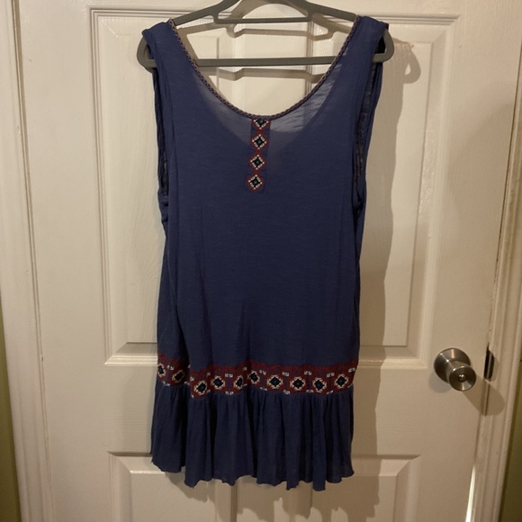 Free People Blue Aztec Embroidered Tassel Mini Dress - Picture 7 of 8